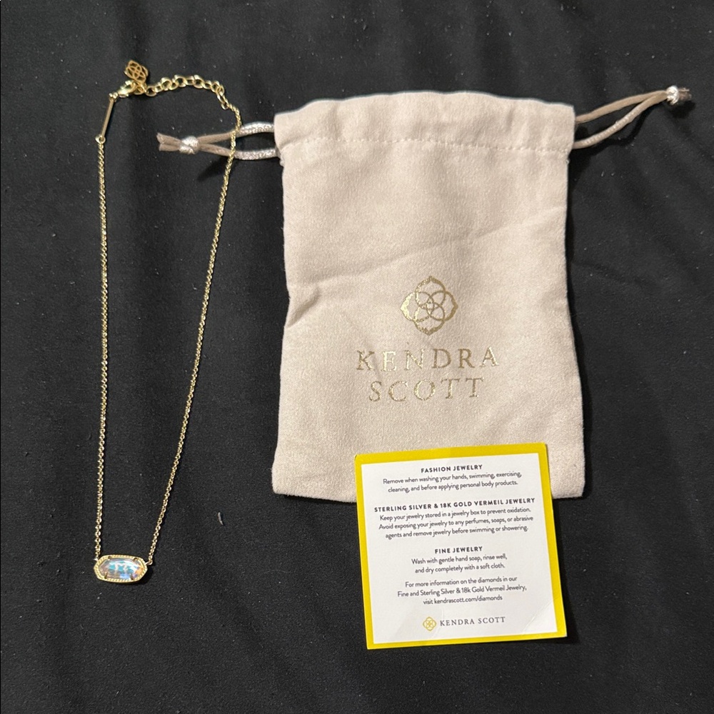 Kendra Scott Gold Necklace with Iridescent Stone